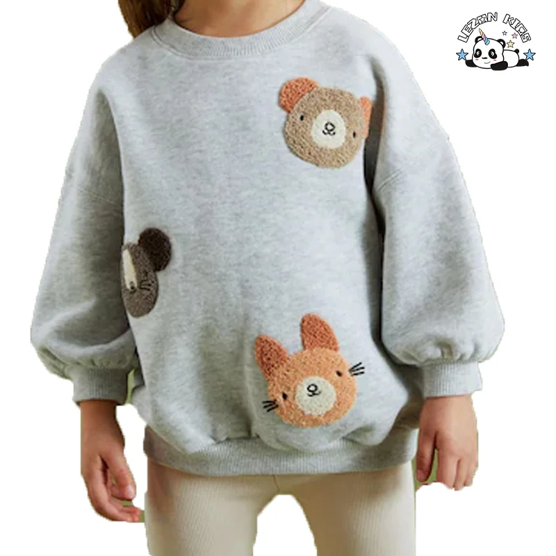 LEZONKIDS - Brand Customization Acceptable Bear Patches Pullover Leggings Set Baby Clothing Sets for Girls